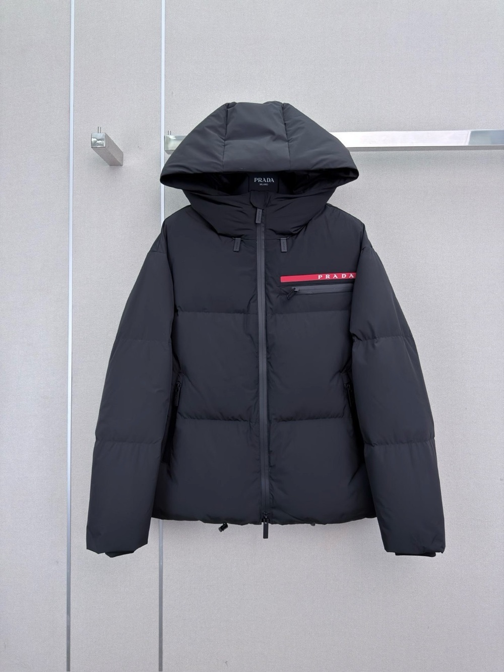 Prada Quilted Down Coat Full Zip Hooded Winter Outerwear